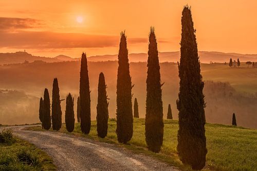 Zonsopgang in Toscane, Italië