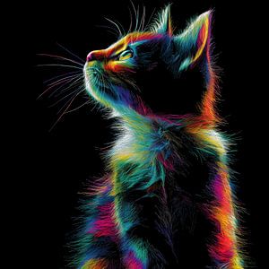 Katze in Farbe neonfarbenes Porträt