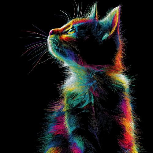 Katze in Farbe neonfarbenes Porträt