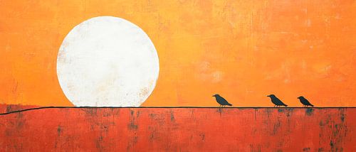 Vogels voor een stralende zonsondergang