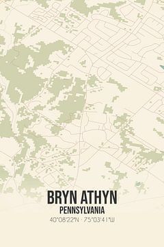 Vintage landkaart van Bryn Athyn (Pennsylvania), USA. van MijnStadsPoster