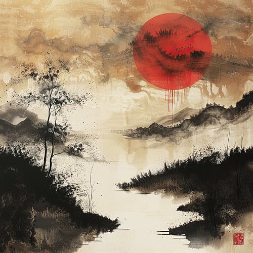 Semi-abstract landschap in Zen sfeer