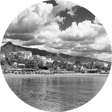 Marbella strand zwart-wit