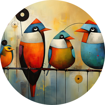 4 Vogels Modern van Blikvanger Schilderijen