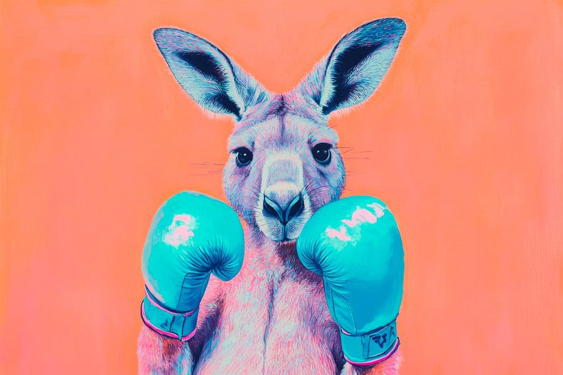 Boxendes Känguru mit Handschuhen von Poster Art Shop