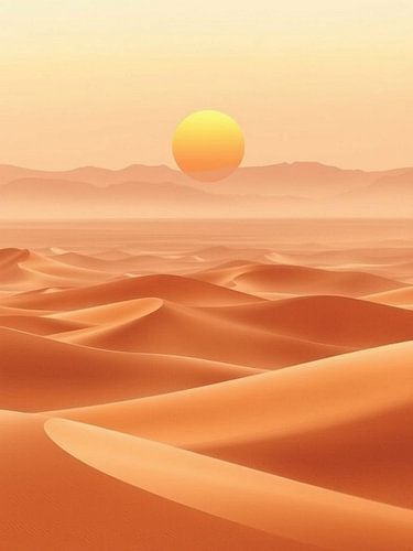 Sahara Serenity: A Golden Sunset Over Endless Dunes