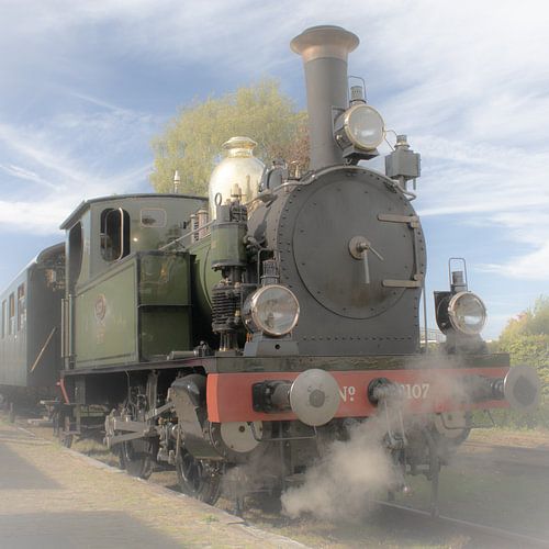 Steam train on steam in fresh colours