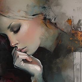 Vrouw | Thought Swirl van Abstract Schilderij