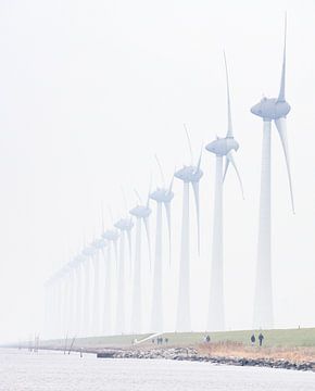 Windmills in the mist near Urk