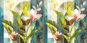 Collage Motif floral art moderne sur Vlindertuin Art