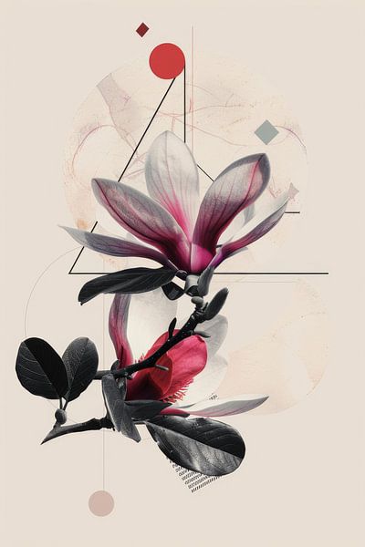Magnolie geometrisch von Poster Art Shop