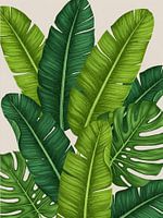 Feuilles de bananier et monstres Art botanique tropical