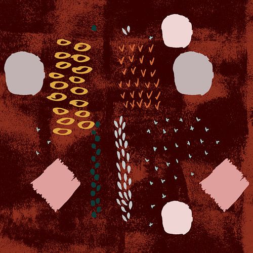 Abstracte collage van organische vormen in warme aardetinten nr. 3_1