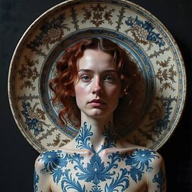 Delft Blue Portrait of Anne by Hai Maivory