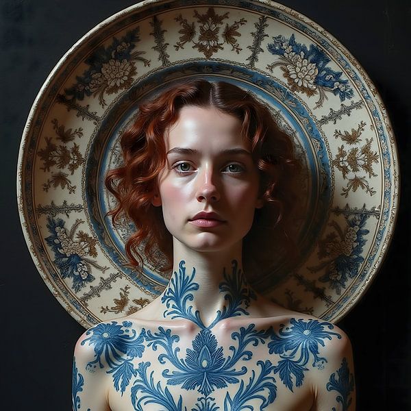 Delft Blue Portrait of Anne by Hai Maivory