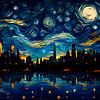 La nuit étoilée à New York - Skyline Painting sur AiArtLand