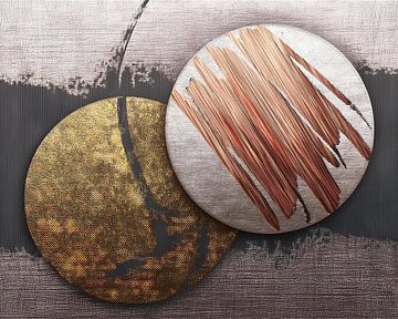 Funky Wabi-Sabi Kunst  - Cirkels  op linnen van Studio Pieternel
