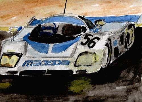 mazda le mans aquarel