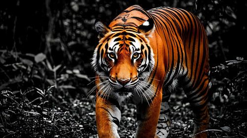 Majestic Bengal Tiger Direct Stare Wall Art - Powerful Jungle Wildlife Photography