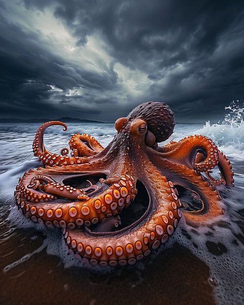 Tintenfisch am Strand von fernlichtsicht