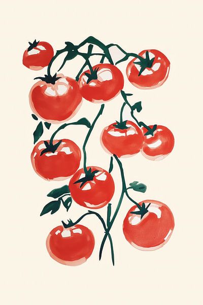 Red Tomatoes on Vine by Melloi Art Prints