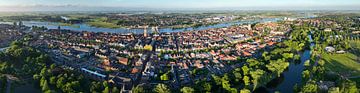 Kampen panorama van boven tijdens zonsondergang