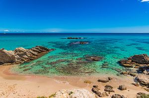 Seascape with turquoise blue sea water and sunny clear sky by Alex Winter