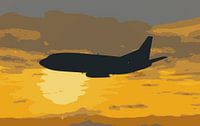 Boeing 732 zonsondergang vliegen van Jan Brons thumbnail