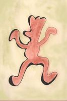 bruin 2 aquarel van vrolijk dansende figuurtjes in line-art stijl