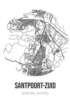 Santpoort-Zuid (Noord-Holland) | Landkaart | Zwart-wit van Rezona