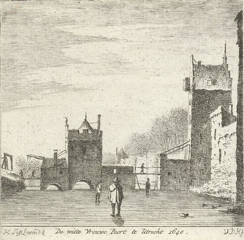 Anthonij van der Haer, Gezicht op de Wittevrouwenpoort te Utrecht in winter, ca. 1745 - 1785