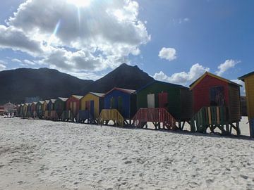 Gekleurde huisjes op Muizenberg strand