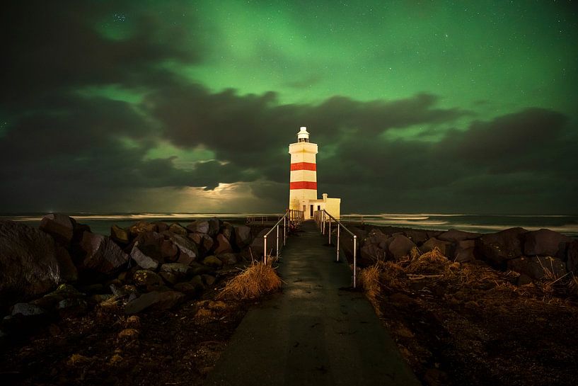 Phare avec aurores boréales en Islande par Anouschka Hendriks