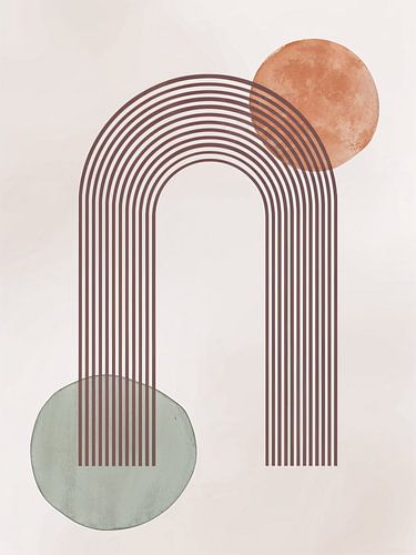 Neutrale Aarde Tinten | Mid-Century Minimalistisch Abstract Modern Kunstwerk 01