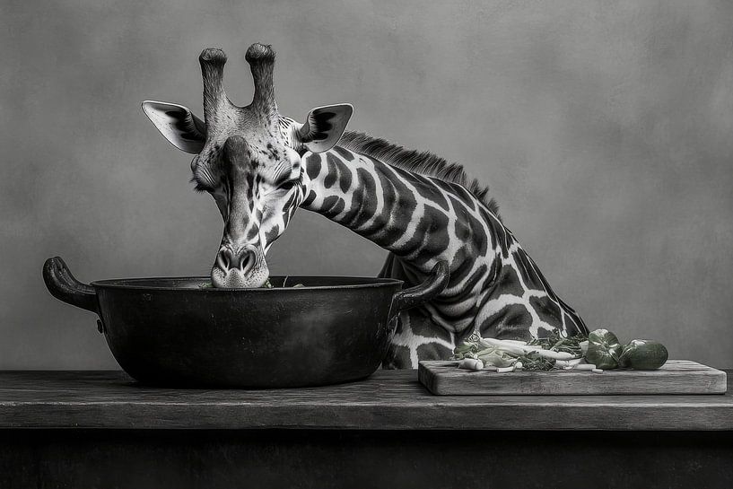 Giraffe kocht von Poster Art Shop