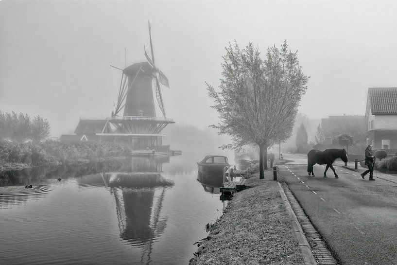 Bleskensgraaf - Photo nostalgique en noir et blanc par Kees Dorsman