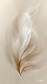 blanc et or - fleurs et plumes sur Gelissen Artworks