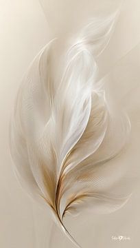 blanc et or - fleurs et plumes sur Gelissen Artworks