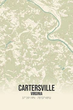 Vintage landkaart van Cartersville (Virginia), USA. van Rezona