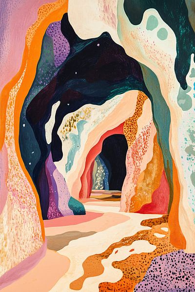 Colourful surrealist cave painting by Art & Soul Creations