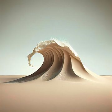 Vague de sable surréaliste dans le désert sur Maarten Knops