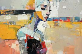 Vrouw Portret | Elegante Vrouw in Kleurrijke Kunst van Kunst Kriebels