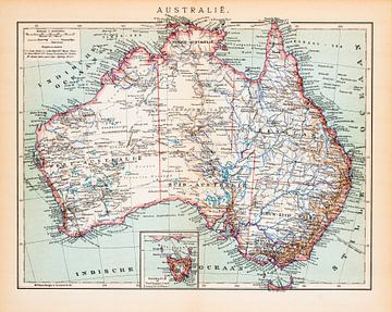 Australie. Carte d'époque vers 1900 sur Studio Wunderkammer