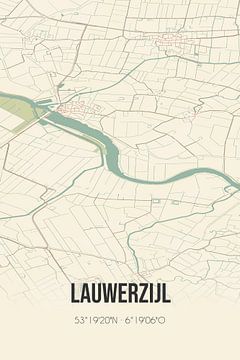 Vintage landkaart van Lauwerzijl (Groningen) van Rezona