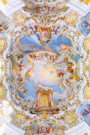 Plafond schildering van de Wieskirche, Duitsland