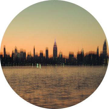 Abstract stadsgezicht: New York bij zonsondergang