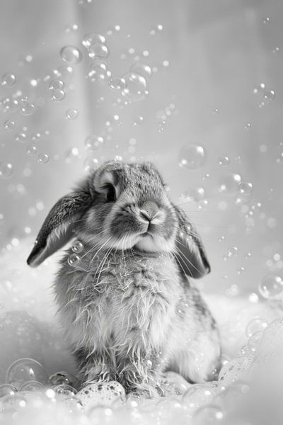 Oops! A rabbit in the bathroom - a charming bathroom picture for your WC by Poster Art Shop