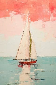 Sailing boat on calm water by Imagine