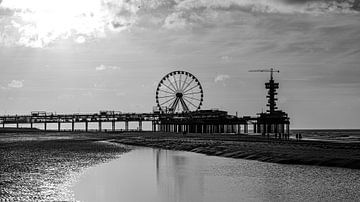 Sunset at Scheveningen Pier. by Jaap van den Berg