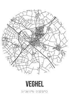 Veghel (Noord-Brabant) | Landkaart | Zwart-wit van MijnStadsPoster